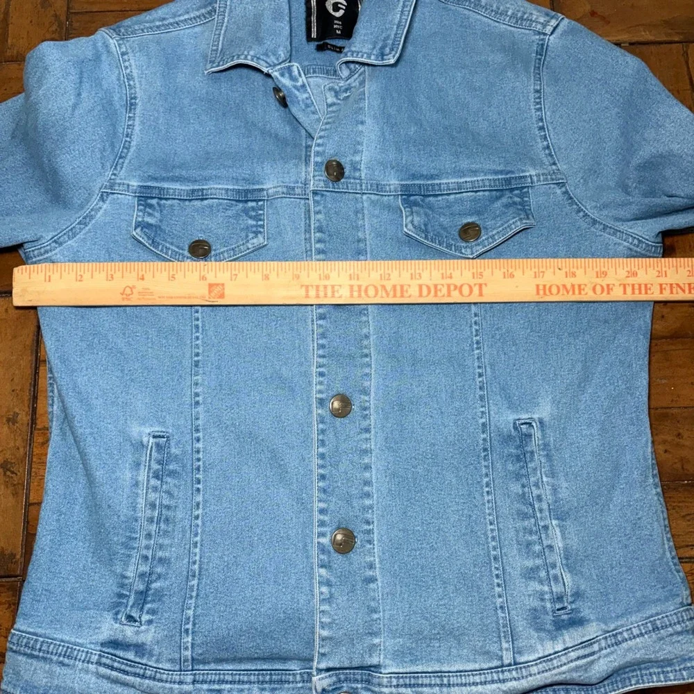 Fried Denim Mens Light Wash Slim Fit Trucker Jacket Blue Size Medium